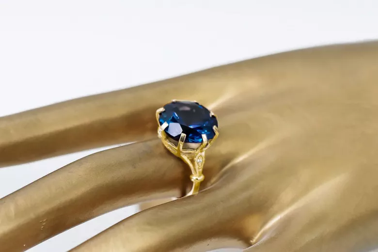 Ring Vintage style Sapphire 14K Yellow gold vrc073y